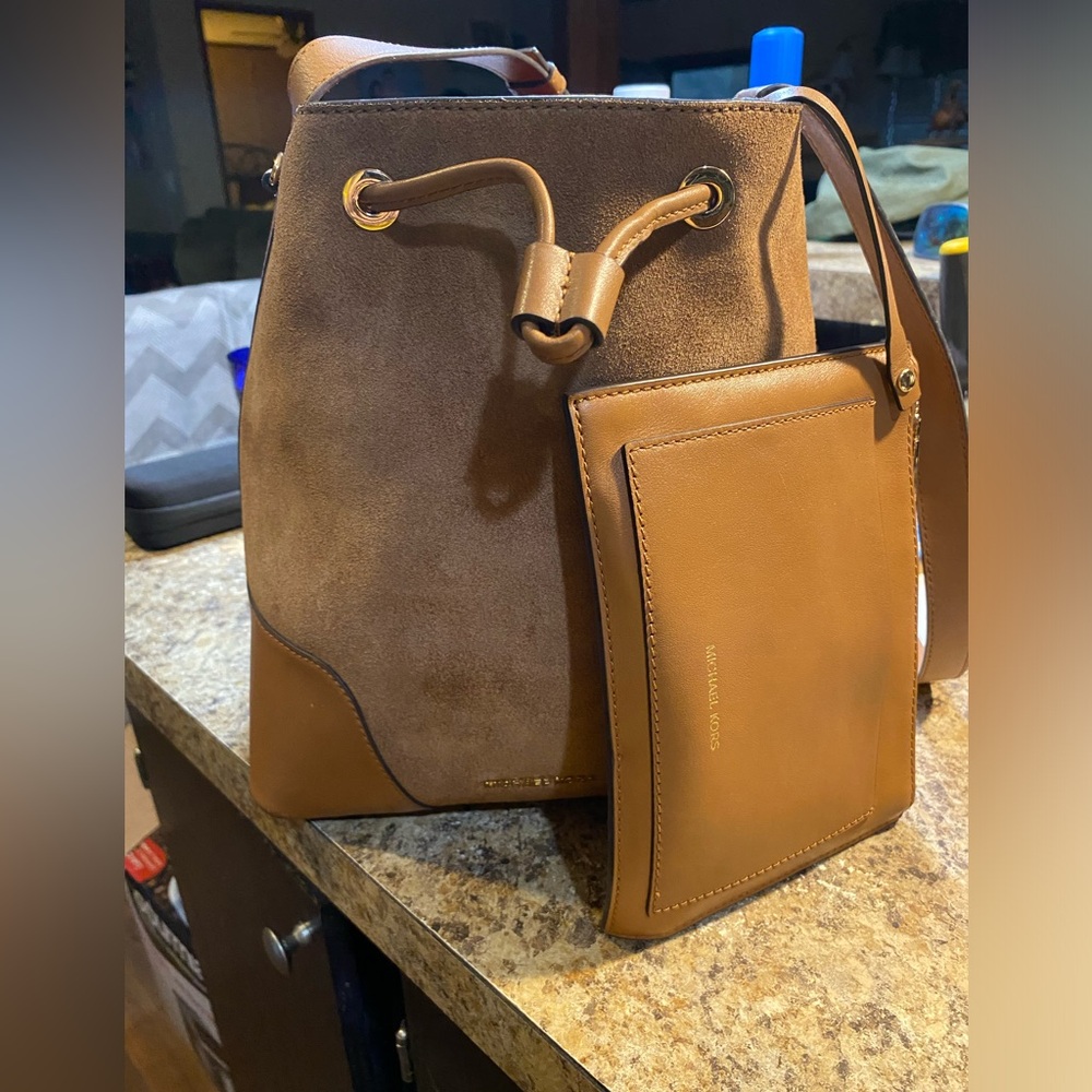 Michael Michael Kors Cary MD Suede Bucket Bag